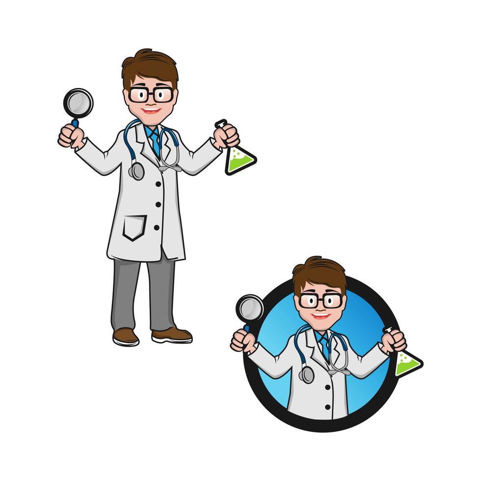 personnage de médecin masculin. avatar d'un jeune médecin infirmier. heureux médecin infirmière sur fond blanc. vecteur