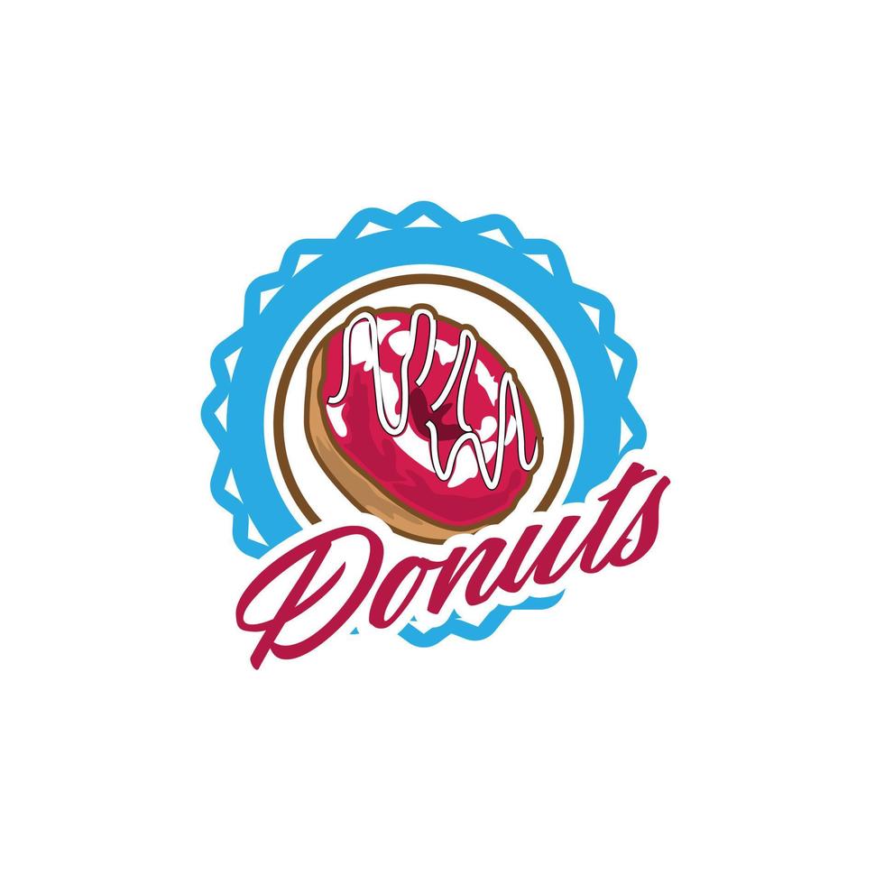 illustration vectorielle de beignet logo. concept de conception de badges et d'étiquettes de style vintage pour votre entreprise de restauration. modèles de logo bicolores pour votre conception. vecteur