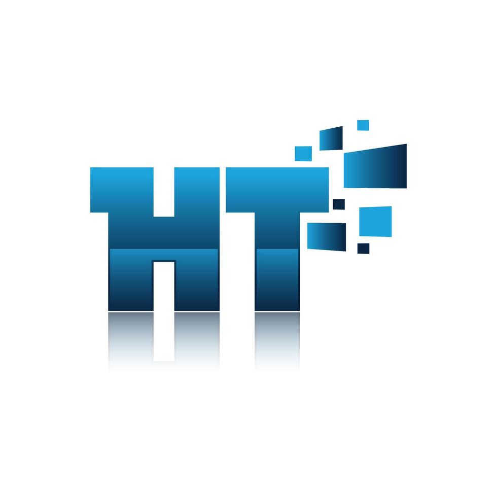 initiale lettre ht lié cercle majuscule logo bleu icône conception modèle élément vecteur