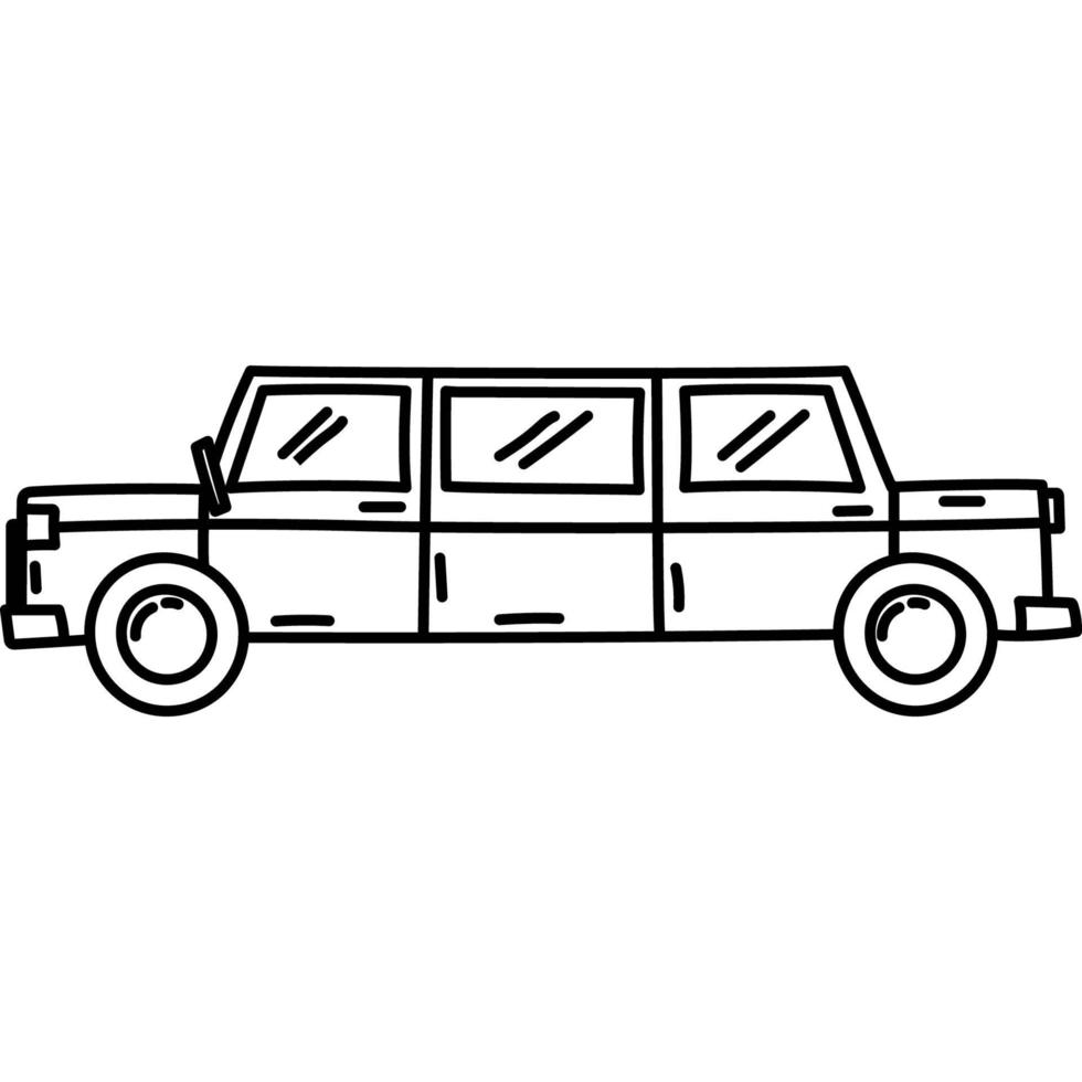icône de limousine. doddle style d'icône de contour dessiné à la main ou noir. icône de vecteur