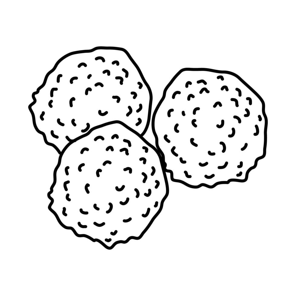 icône de boulettes de viande de bison. style d'icône dessiné à la main ou contour doodle vecteur