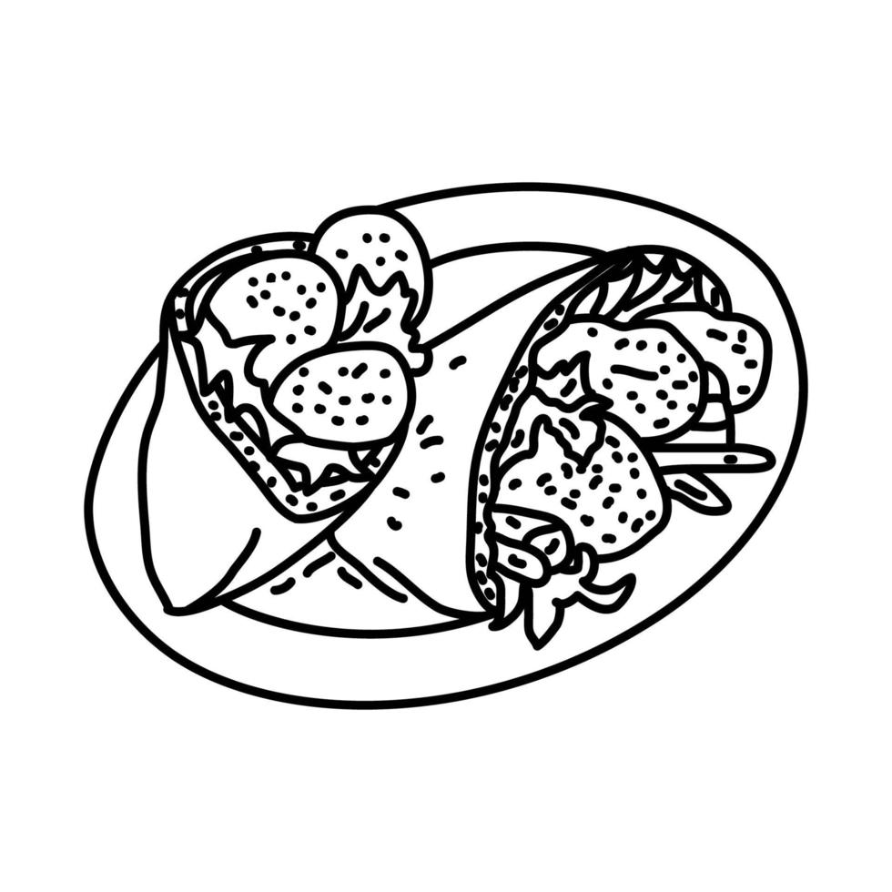 icône de falafel. style d'icône dessiné à la main ou contour doodle vecteur