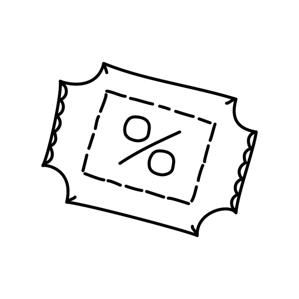 icône de remise. style d'icône dessiné à la main ou contour doodle vecteur