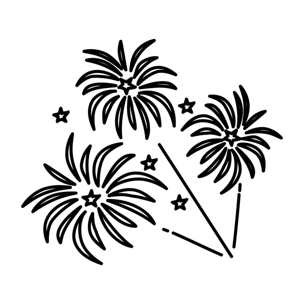 icône de feux d'artifice. style d'icône dessiné à la main ou contour doodle vecteur