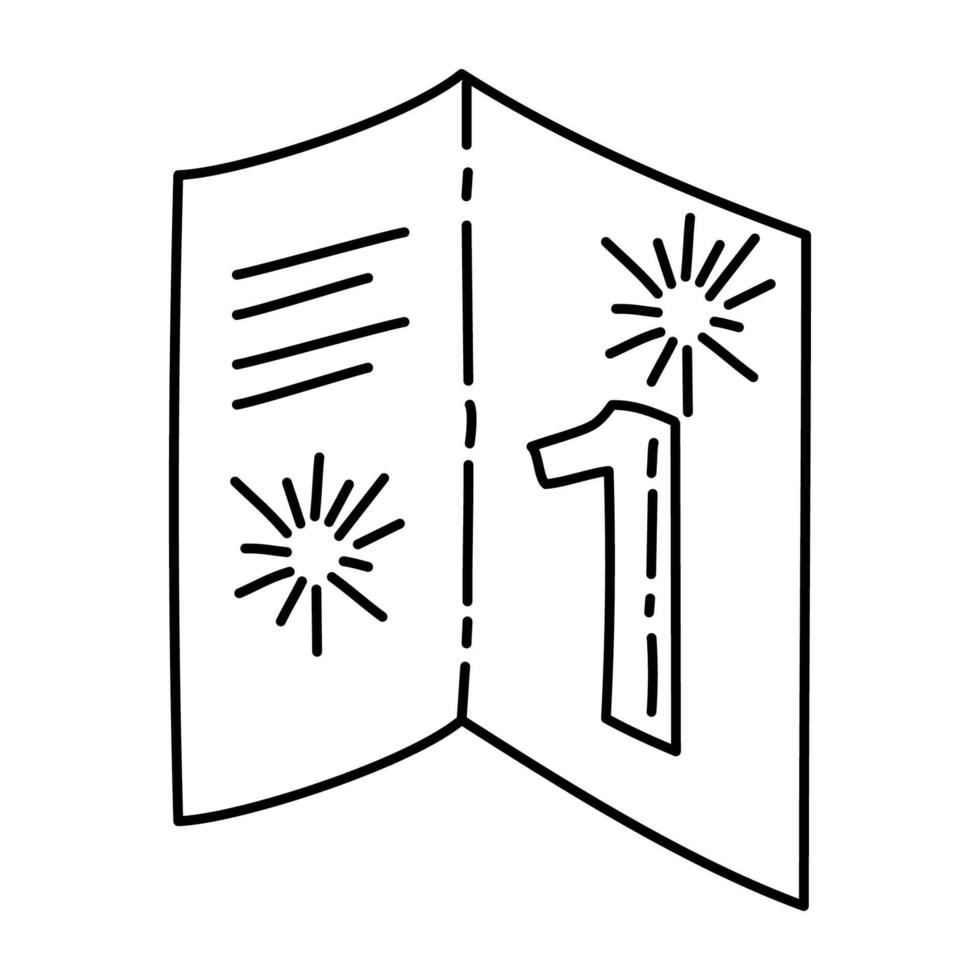 icône de carte de voeux. style d'icône dessiné à la main ou contour doodle vecteur