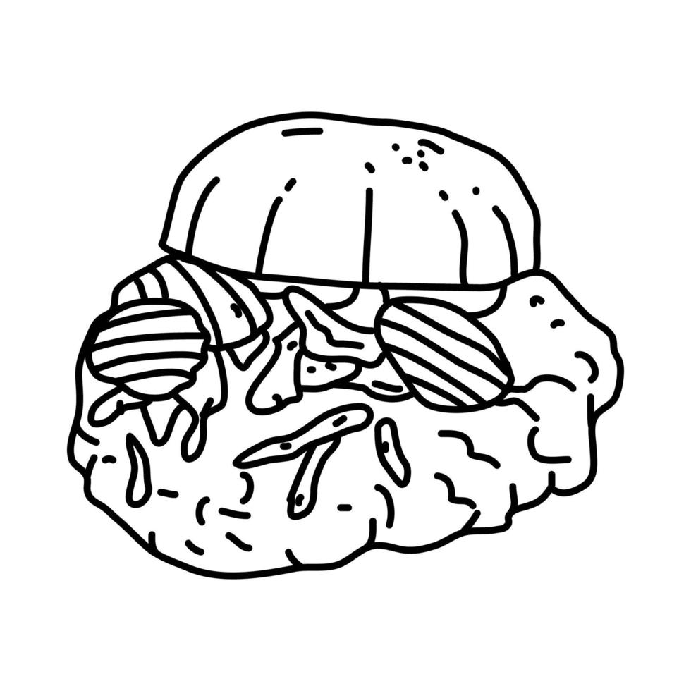 icône de sandwich au filet de porc. style d'icône dessiné à la main ou contour doodle vecteur