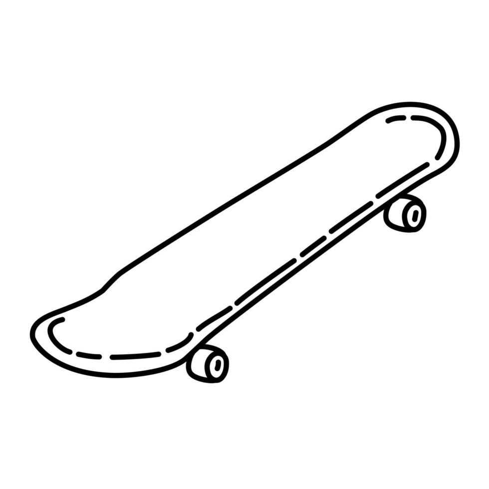 icône de planche à roulettes. style d'icône dessiné à la main ou contour doodle vecteur