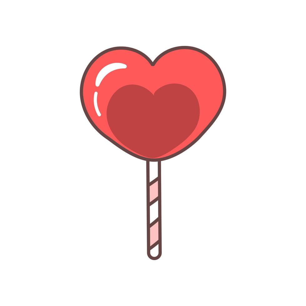 mignonne cœur en forme de bonbons - sucette isolé sur blanc Contexte. conception élément pour valentines journée salutation carte vecteur