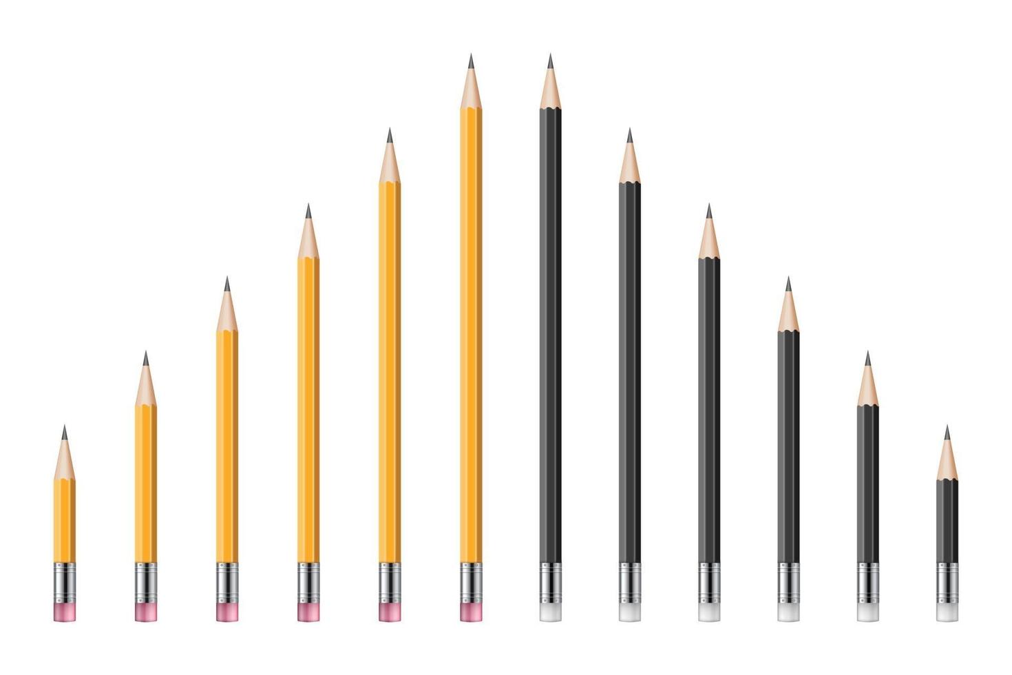 ensemble d & # 39; illustration vectorielle de crayons réalistes vecteur