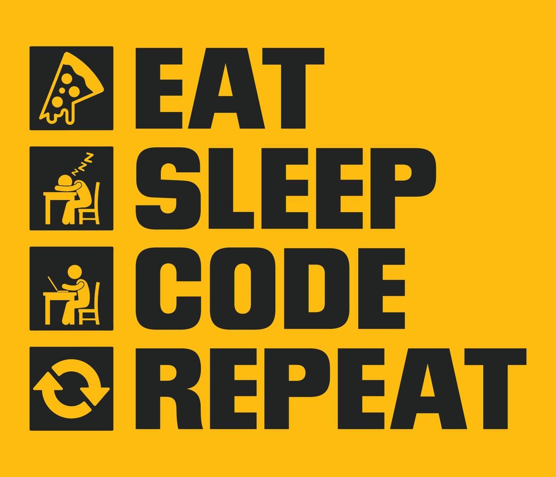 programmeur du quotidien activité la vie infographie. manger sommeil code répéter vecteur typographie conception avec Icônes