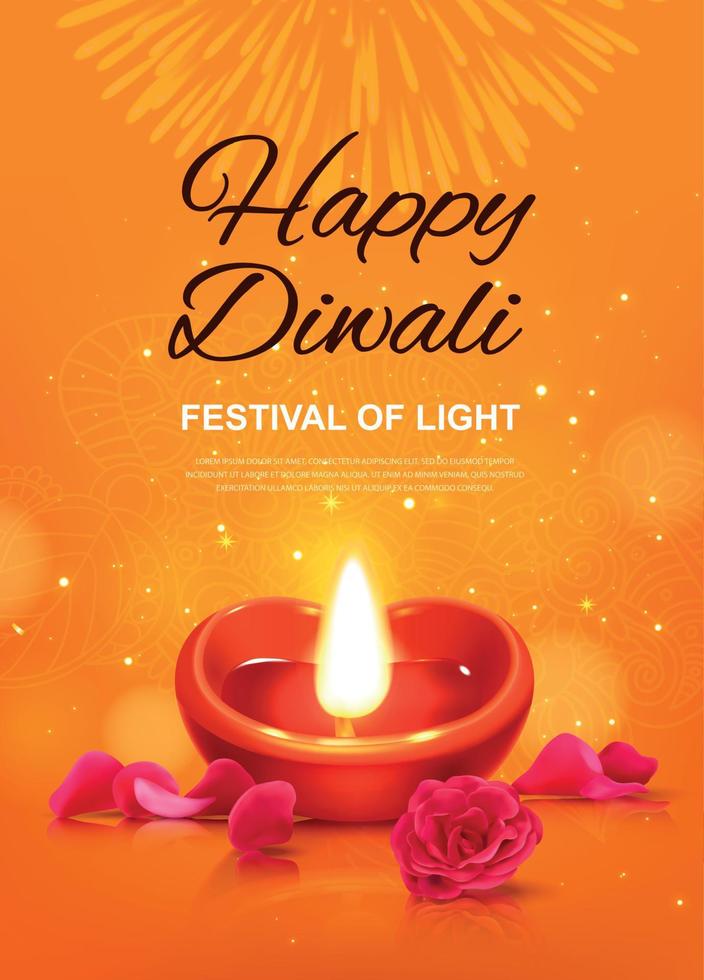 affiche diwali réaliste vecteur