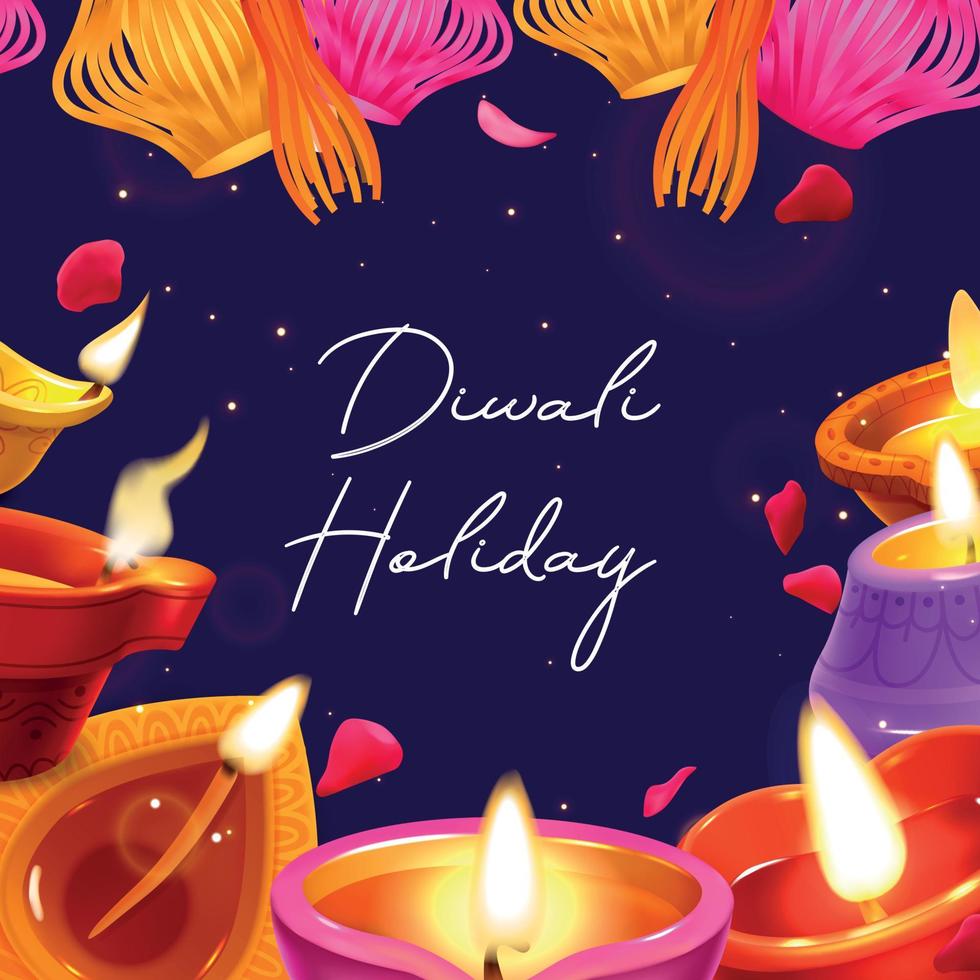 affiche diwali réaliste vecteur