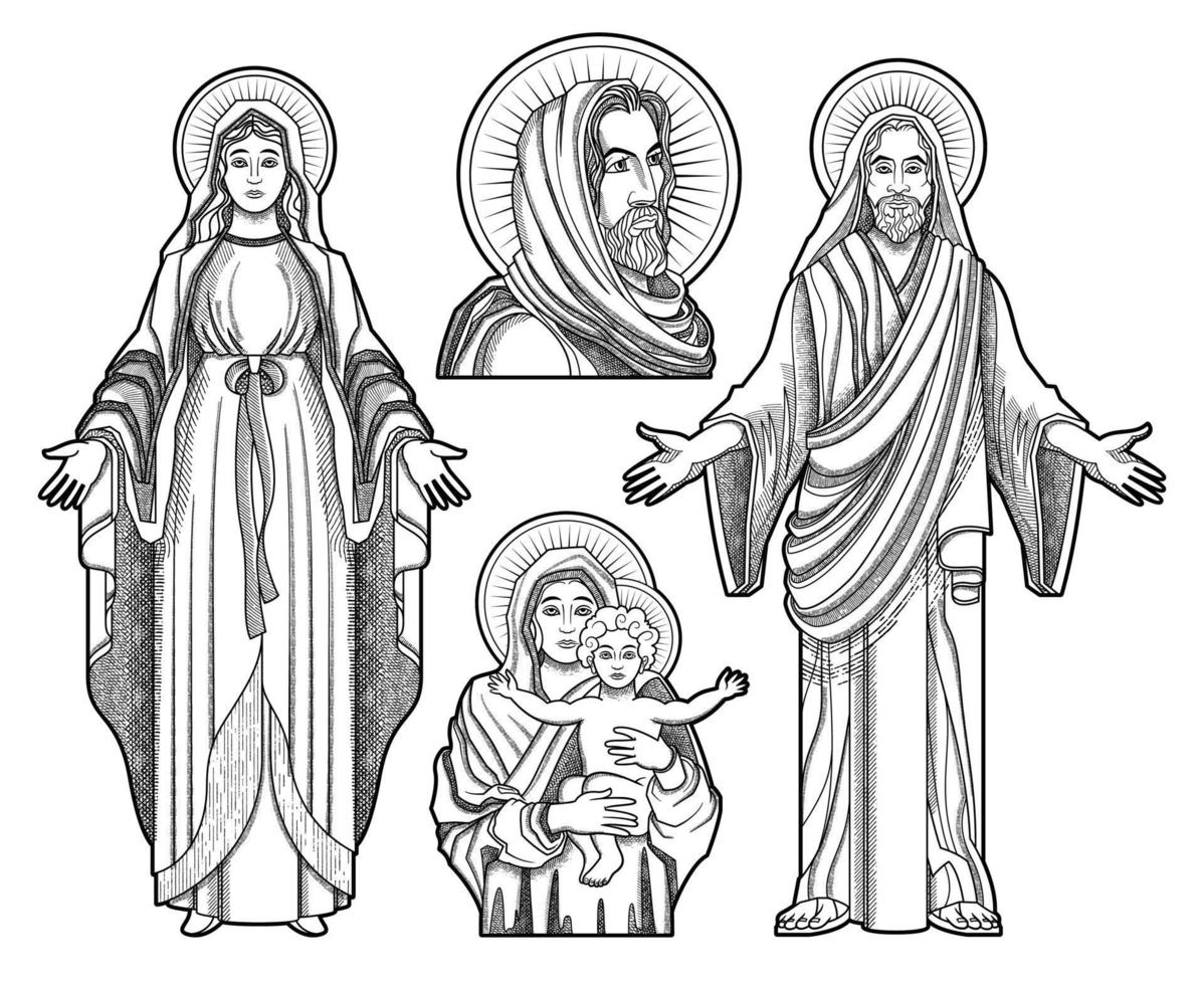 Jésus saints dessin ensemble vecteur