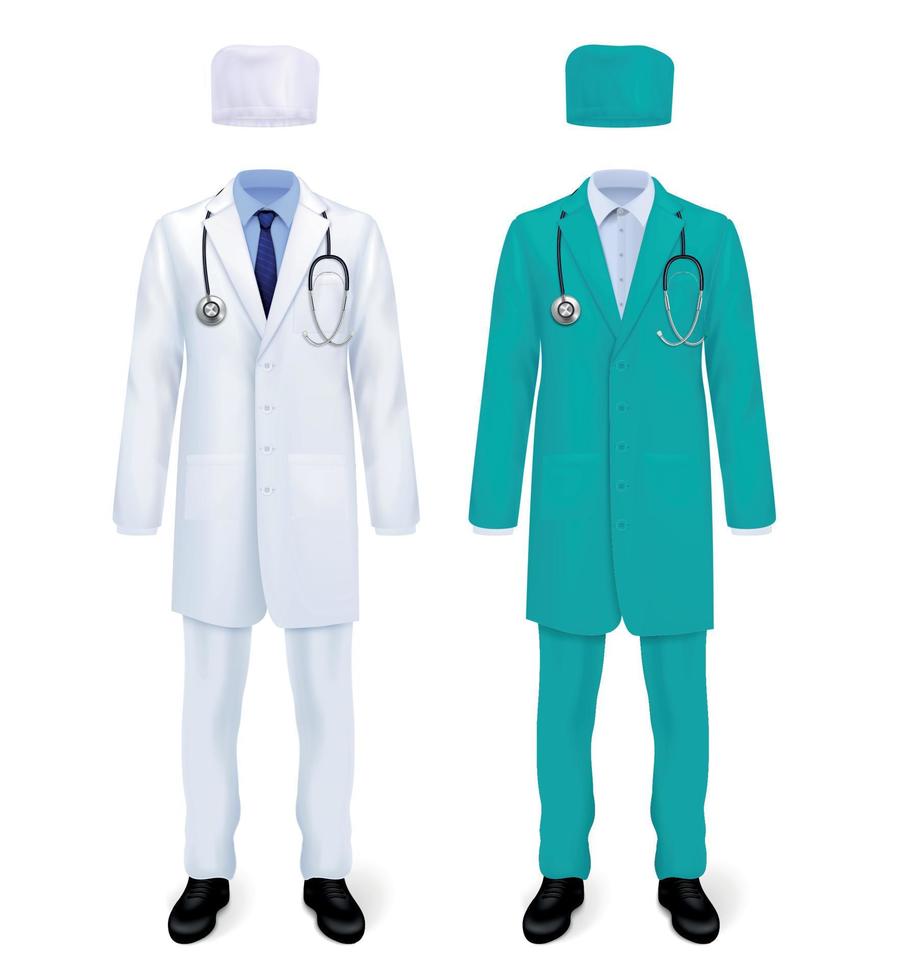 médecin uniforme réaliste ensemble vecteur