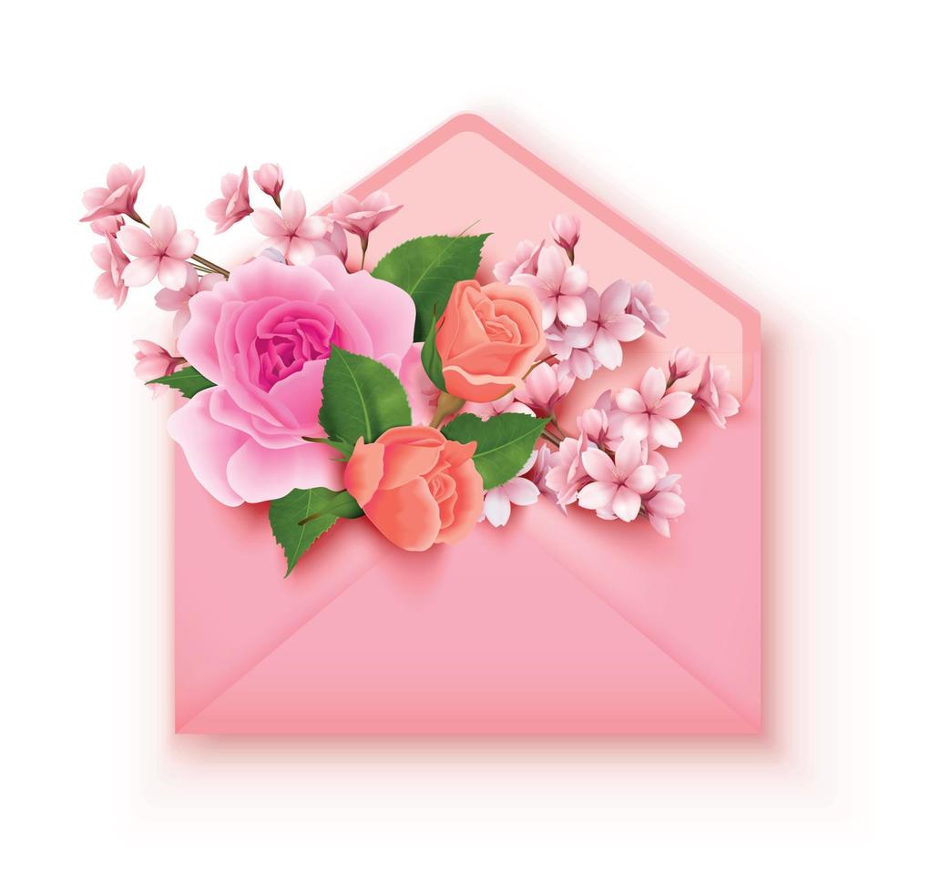 fleurs en composition d'enveloppe vecteur