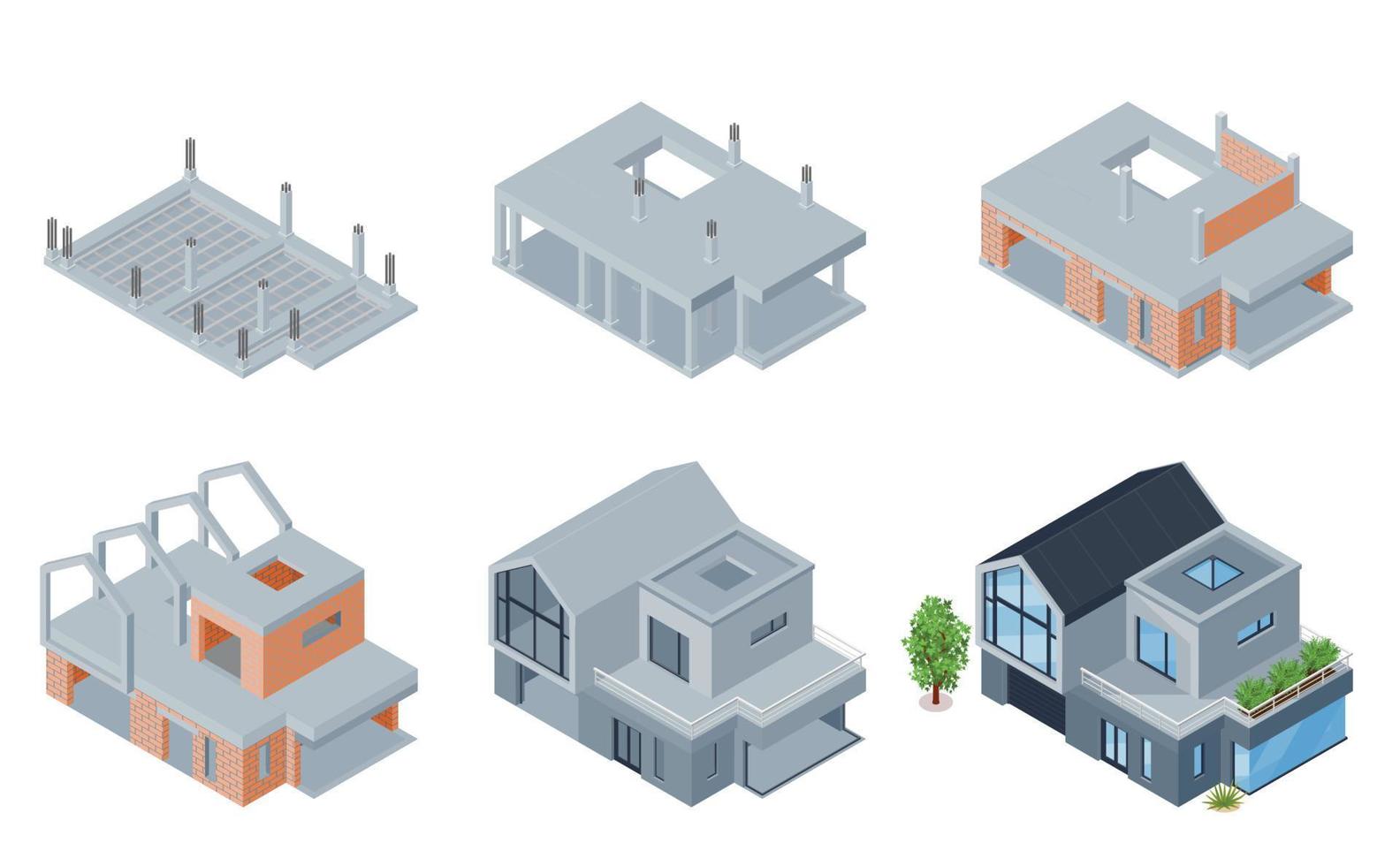 bâtiments en dessous de construction ensemble vecteur