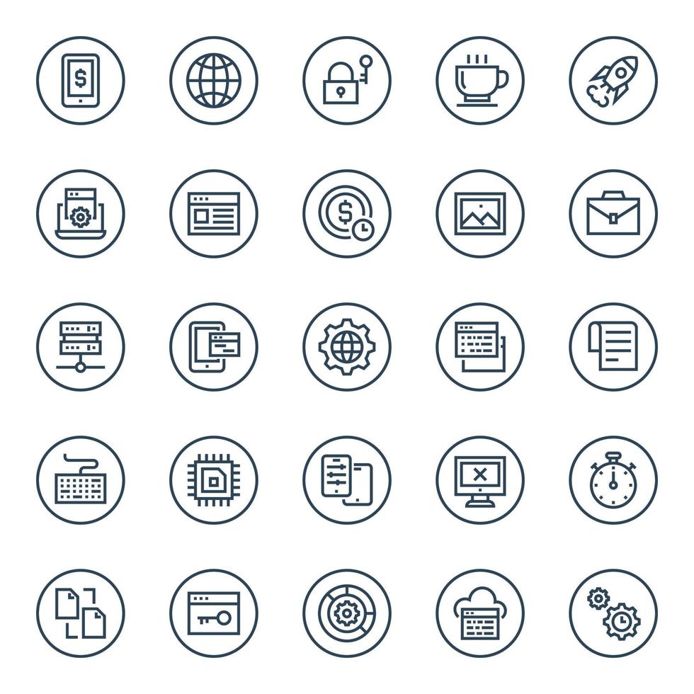 cercle contour Icônes pour seo et développement. vecteur