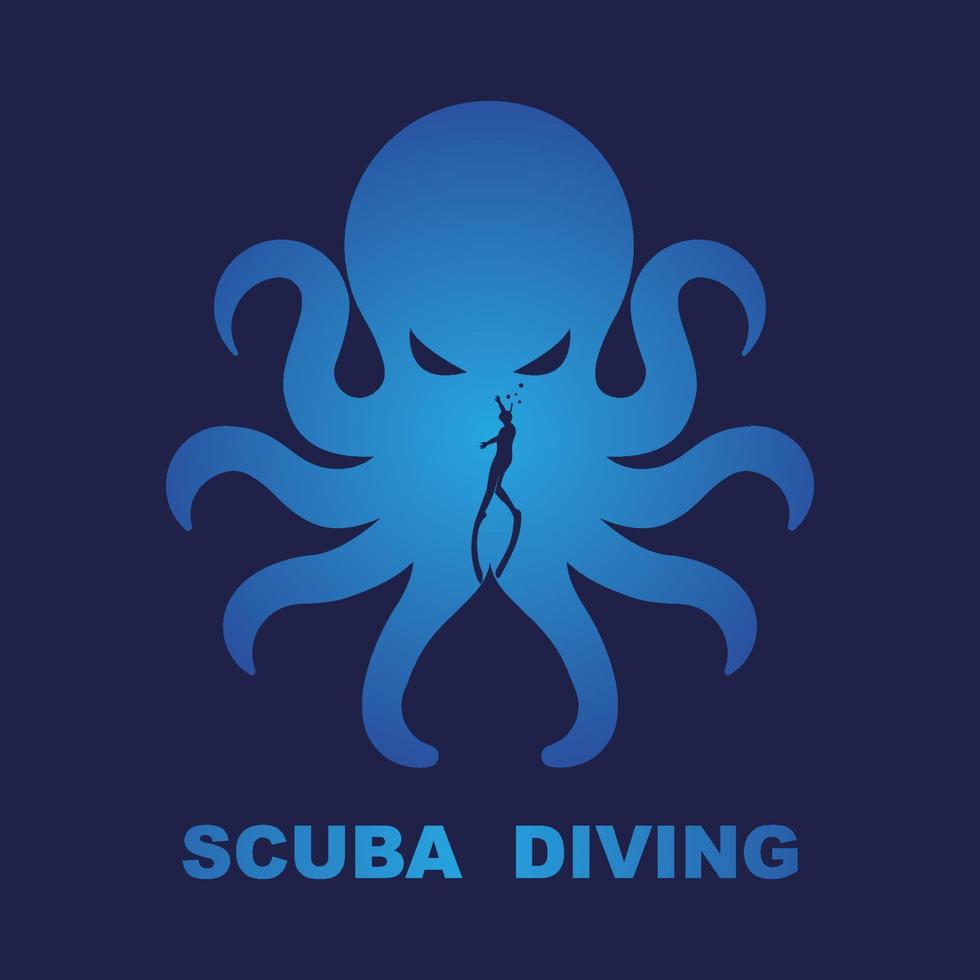 scaphandre autonome plongée sport logo, en dessous de eau, vecteur illustrateur, silhouette, logo conception.
