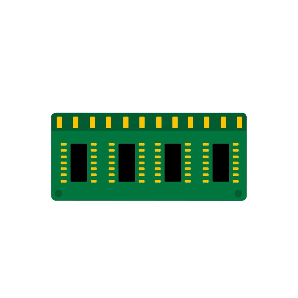 matériel de puce informatique. micropuce verte. icône de microprocesseur et de microcircuit. technologie moderne. illustration plate vecteur