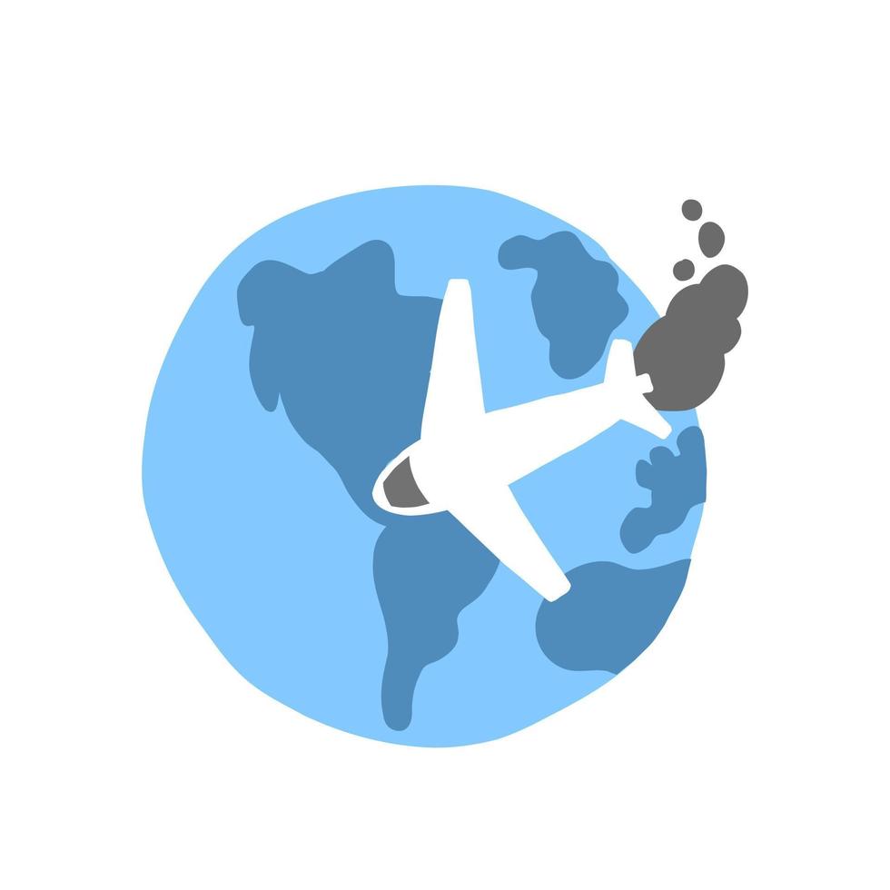 avion et Terre. main tiré vecteur illustration dans dessin animé plat style
