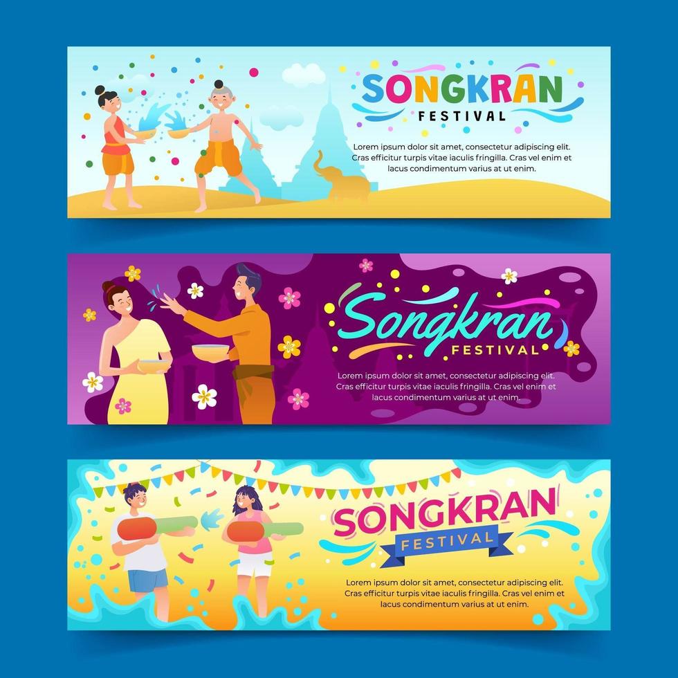 bannières du festival de songkran vecteur