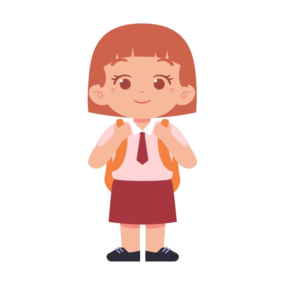 peu fille personnage. élémentaire école des gamins portant uniforme illustration vecteur