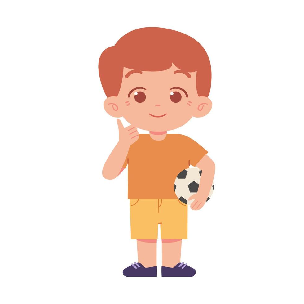 peu garçon en jouant football. élémentaire école des gamins portant uniforme illustration vecteur