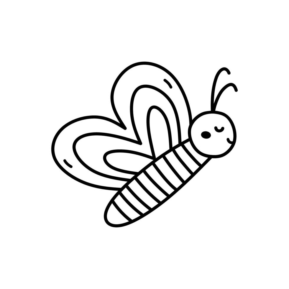 papillon volant mignon et drôle isolé sur fond blanc. illustration vectorielle dessinée à la main dans un style doodle. parfait pour les décorations, logo, divers designs. vecteur