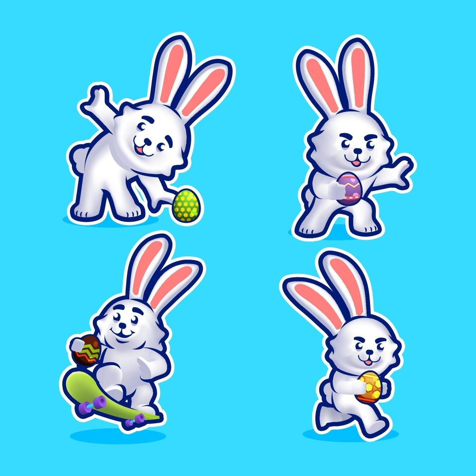 jeu de caractères lapin de Pâques vecteur