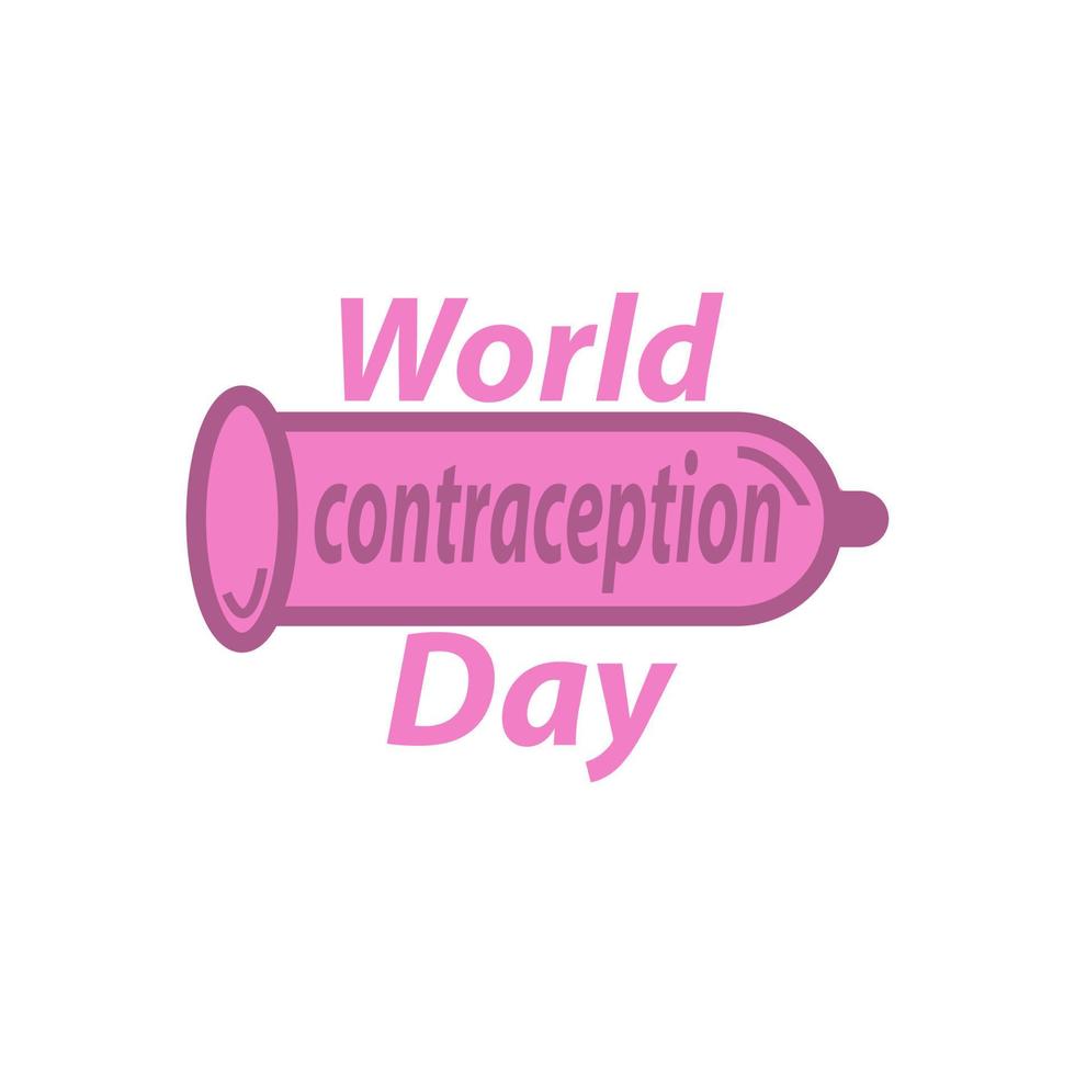 lettre de la journée mondiale de la contraception avec préservatif dans un style plat. vacances autour du monde de la journée de la contraception. illustration vectorielle eps.10 vecteur