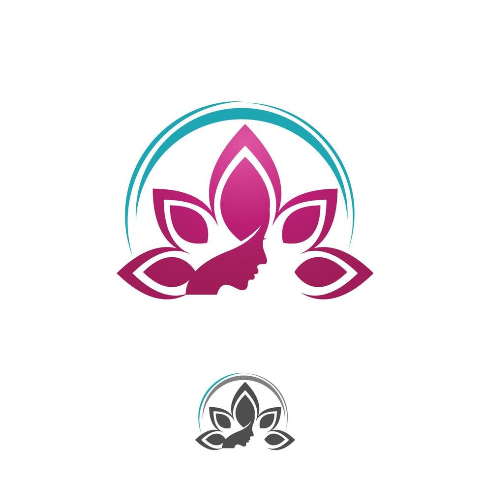 création abstraite de logo de fleur de lotus. modèles vectoriels de logo de studio de beauté yoga et spa dans des couleurs bleu rose. vecteur