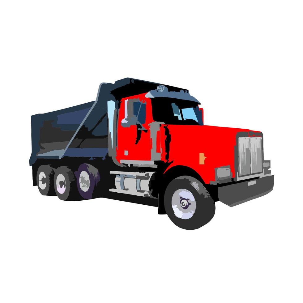 emblèmes et insignes de logo de camion lourd classique. camion avec remorque et benne basculante vecteur