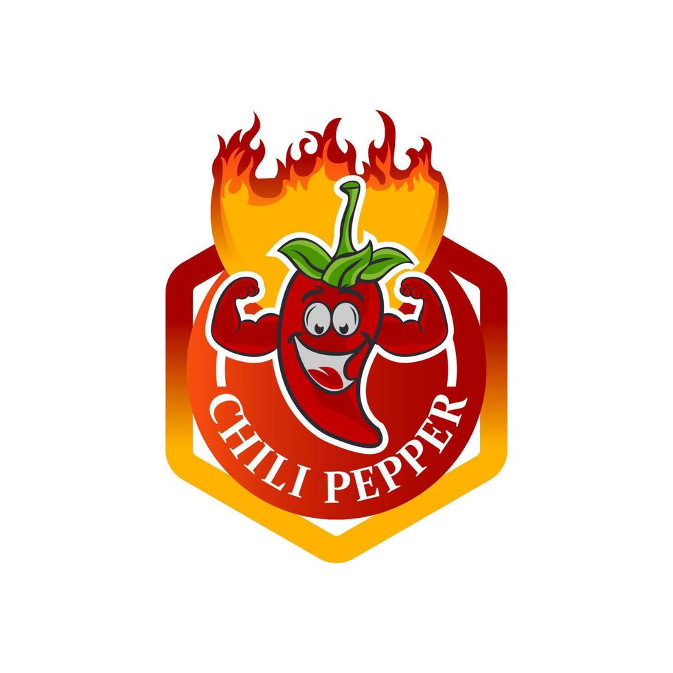 personnage de piment rouge chaud avec des flammes brûlantes illustration d'une drôle d'épice de piment rouge de dessin animé, avec des flammes brûlantes pour une recette de cuisine mexicaine et sud-américaine vecteur