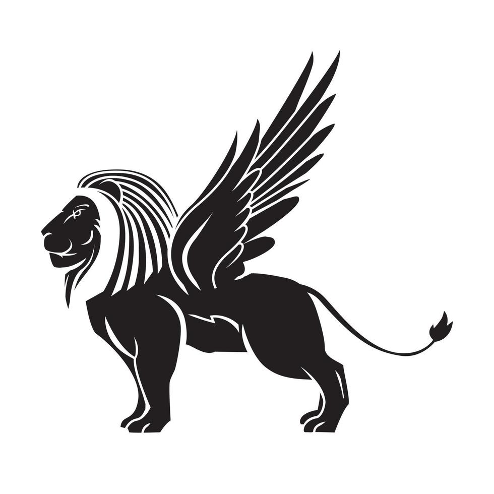 Lion ailes tatouage illustration vecteur