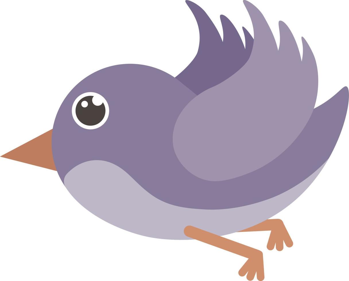 oiseau. le image de une violet oiseau. en volant mignonne oiseau dans dessin animé style. vecteur illustration isolé sur une blanc Contexte