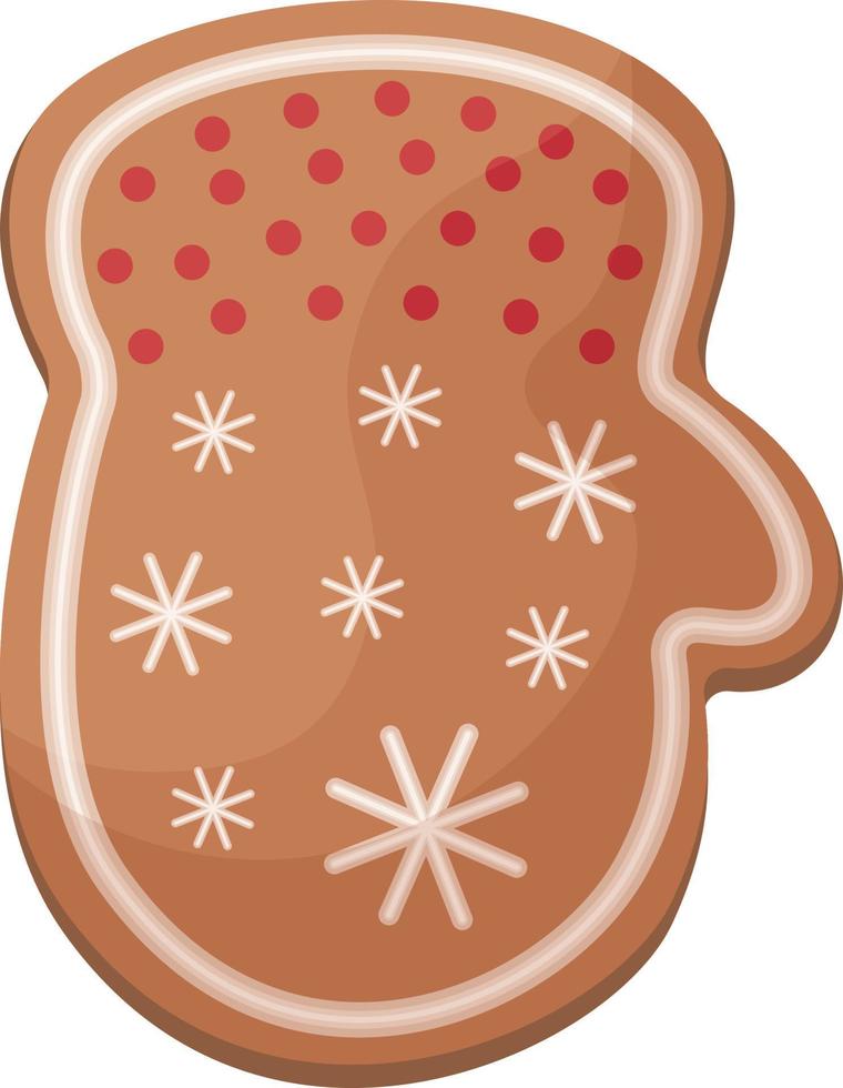 joli pain d'épice de noël. pain d'épice du nouvel an en forme de mitaine. pâtisseries festives. biscuits de noël en forme de mitaines. illustration vectorielle isolée sur fond blanc vecteur