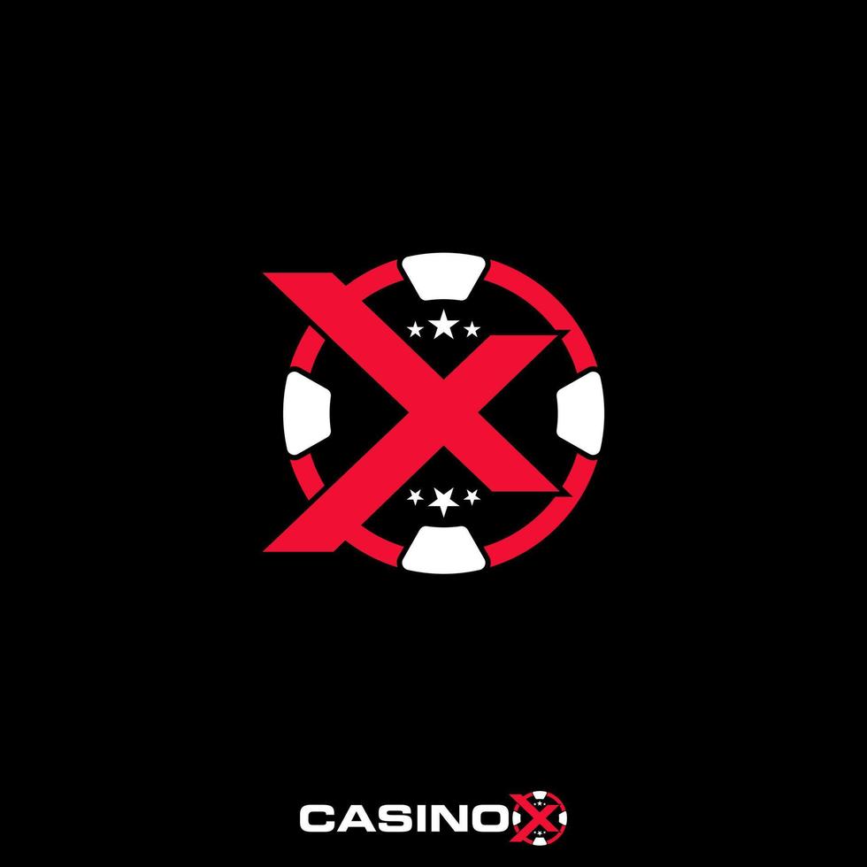 lettre ou mot X Police de caractère avec casino pièce de monnaie ou jeton image graphique icône logo conception abstrait concept vecteur action. pouvez être utilisé comme une symbole en relation à jeux d'argent ou initial.