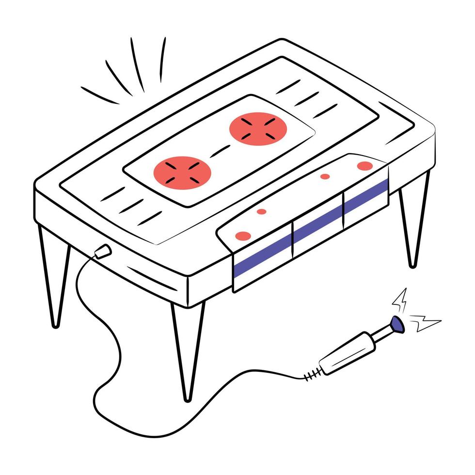 branché cassette table vecteur