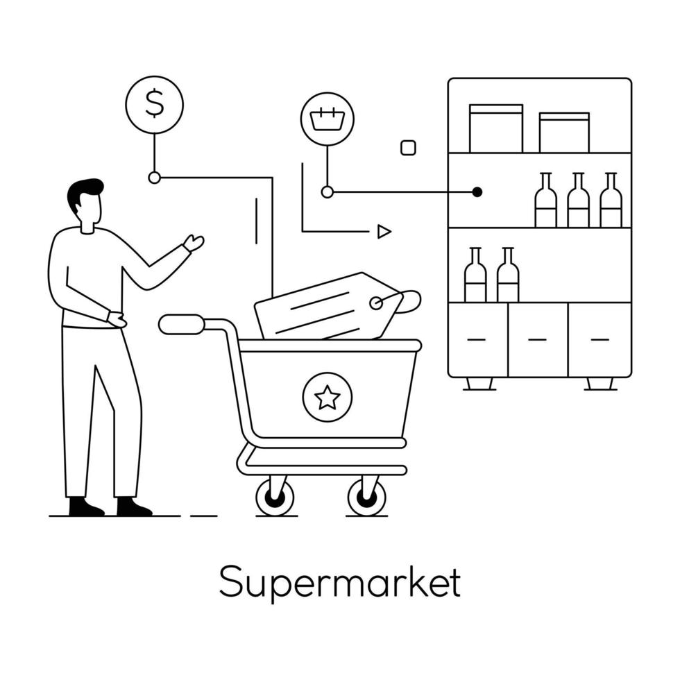 concepts de supermarché à la mode vecteur