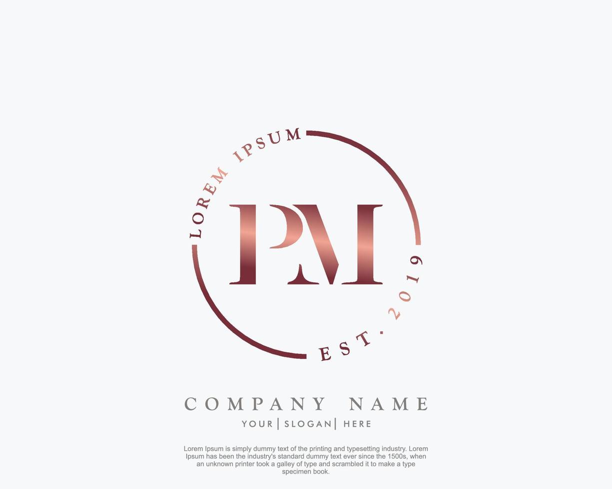 initiale lettre pm féminin logo beauté monogramme et élégant logo conception, écriture logo de initiale signature, mariage, mode, floral et botanique avec Créatif modèle vecteur