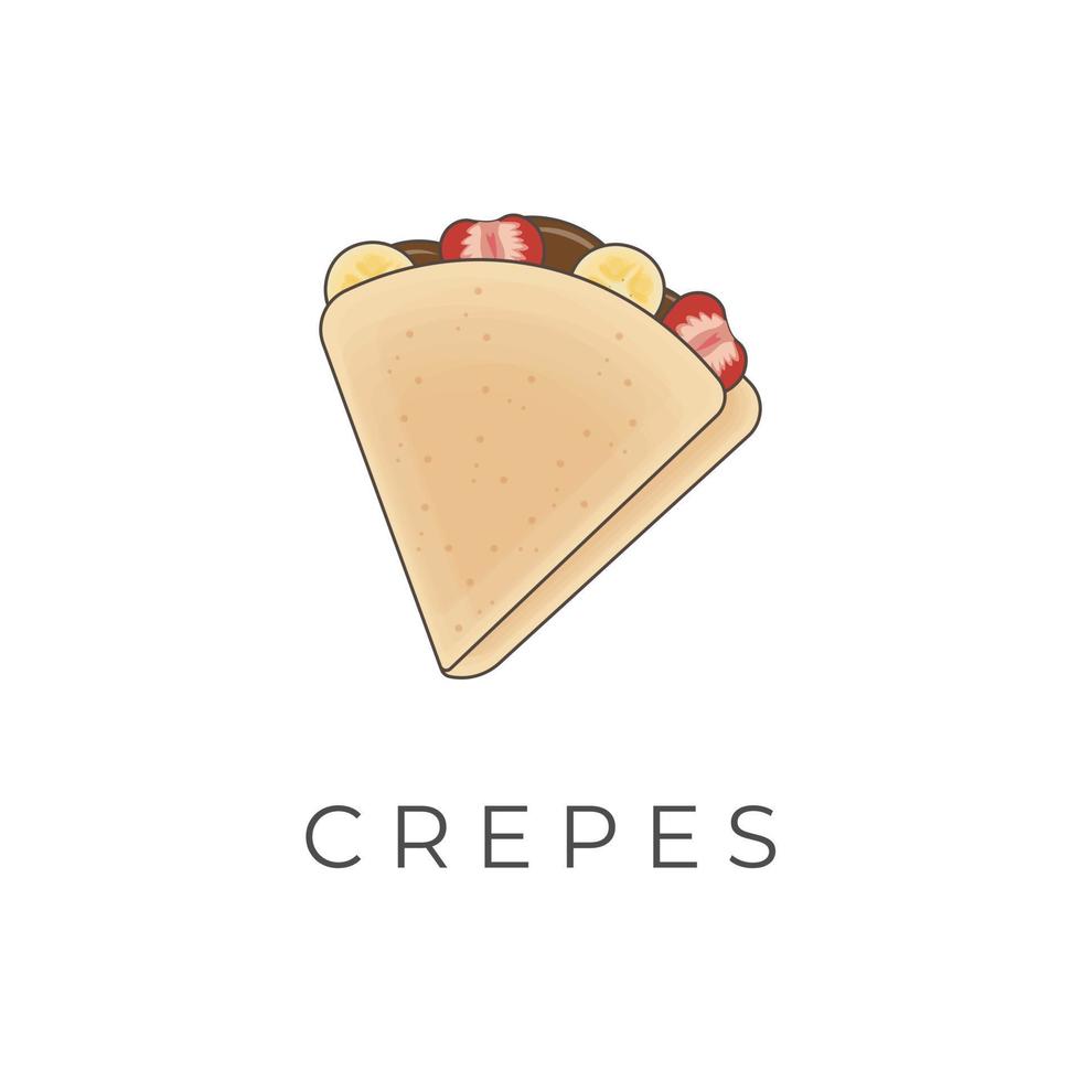 sucré crêpe dessin animé vecteur illustration logo avec fruit remplissage