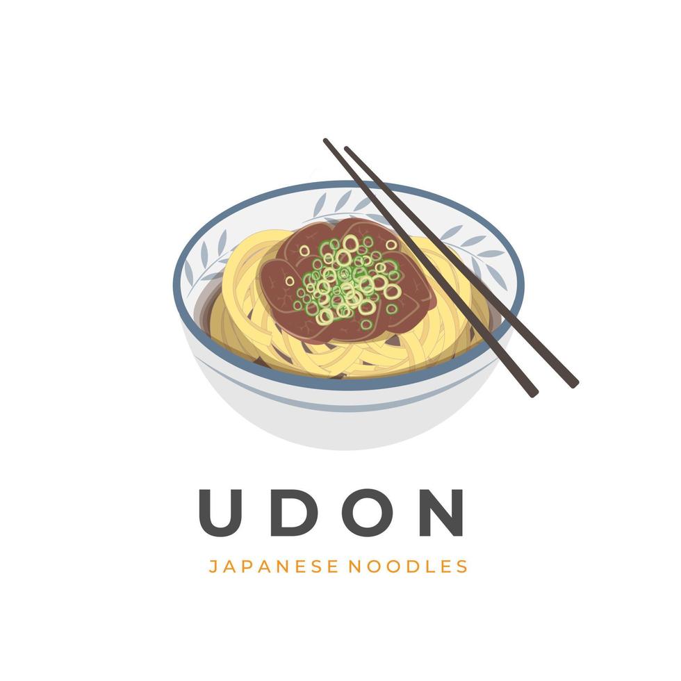 du boeuf udon ou Niku udon soupe vecteur illustration logo