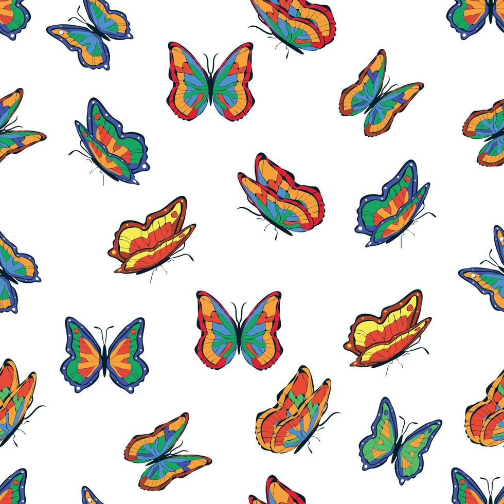 modèle sans couture de papillons multicolores lumineux. fond d'écran, fond, fête d'enfants, papier kraft vecteur