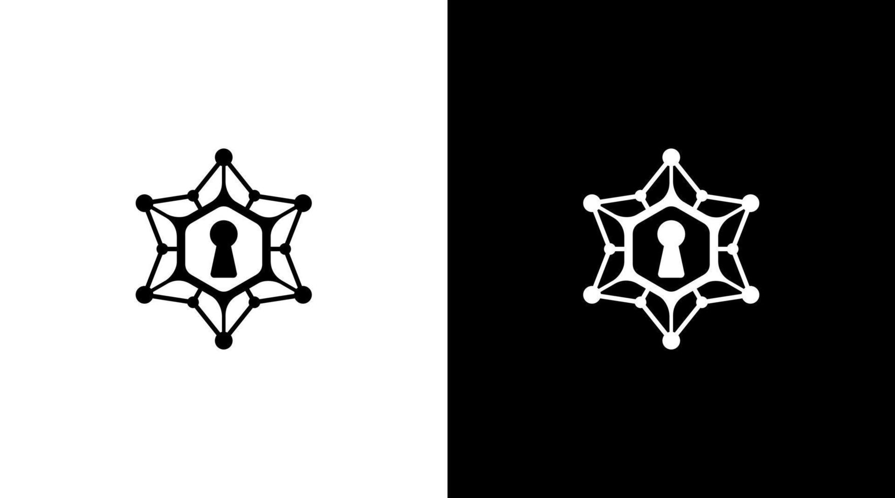 La technologie logo clé Sécurité monogramme noir et blanc icône illustration style dessins modèles vecteur
