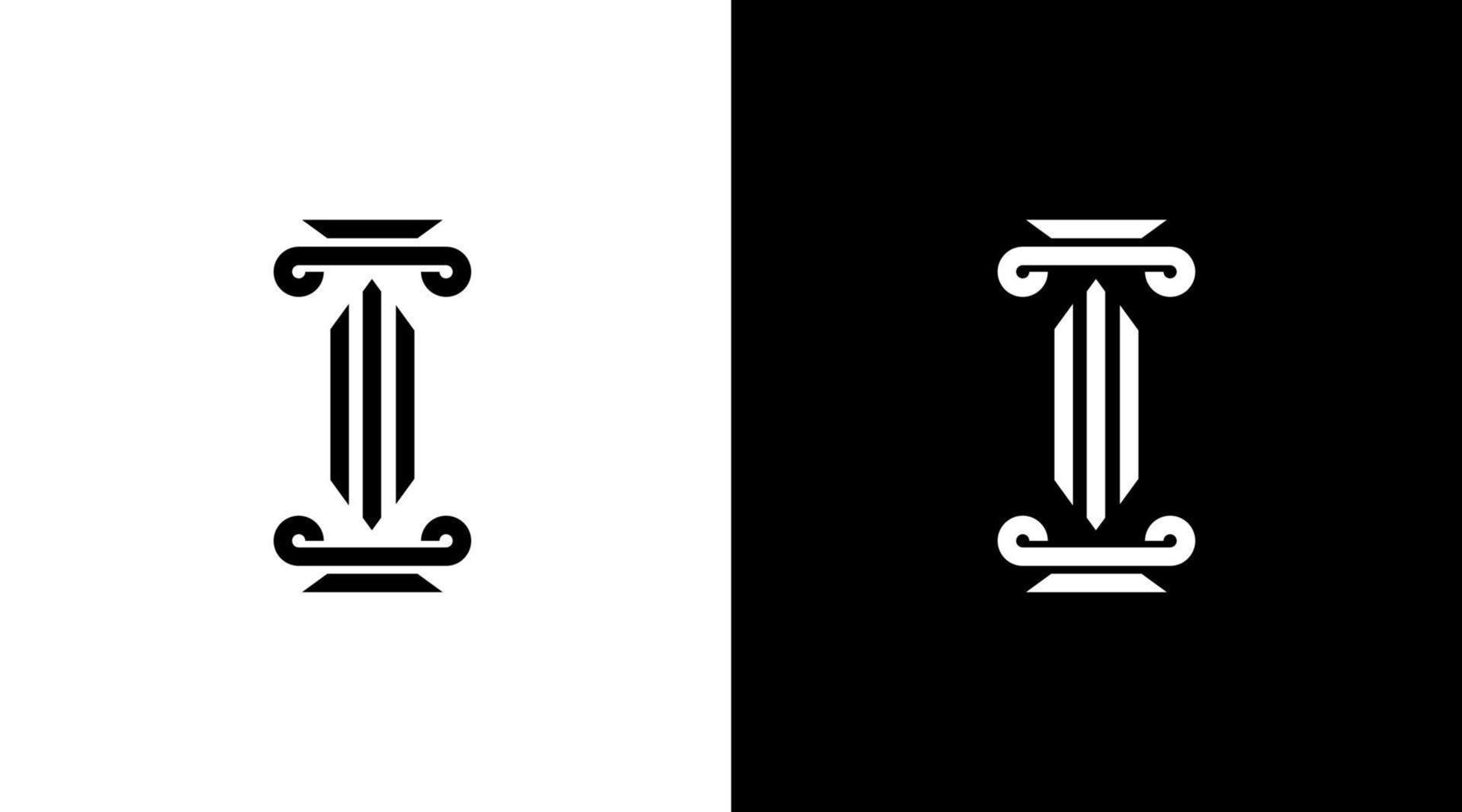 pilier logo loi juger avocat monogramme noir et blanc icône illustration vecteur dessins modèles