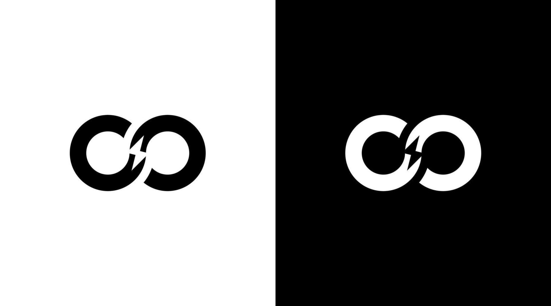 infini logo énergie foudre monogramme noir et blanc icône illustration vecteur dessins modèles