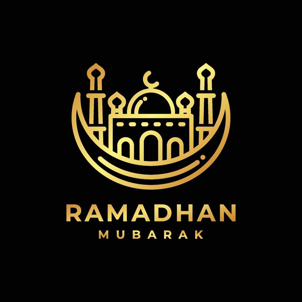 illustration vectorielle de conception de logo doré ramadan. logo ramadan. logo de la mosquée vecteur