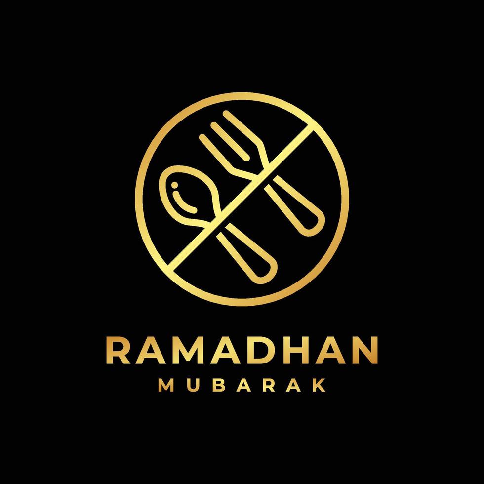 illustration vectorielle de conception de logo doré à jeun du ramadan. vecteur de logo de jeûne