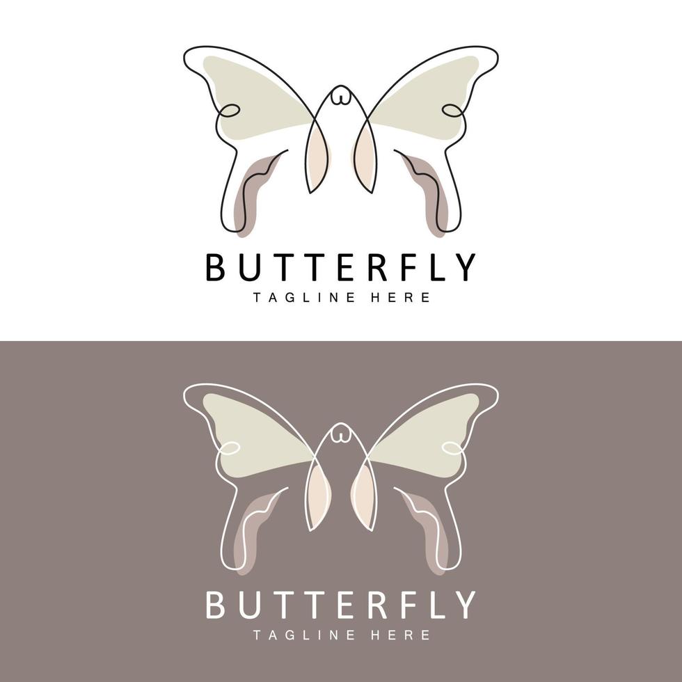 logo papillon, design animalier avec de belles ailes, animaux décoratifs, marques de produits vecteur