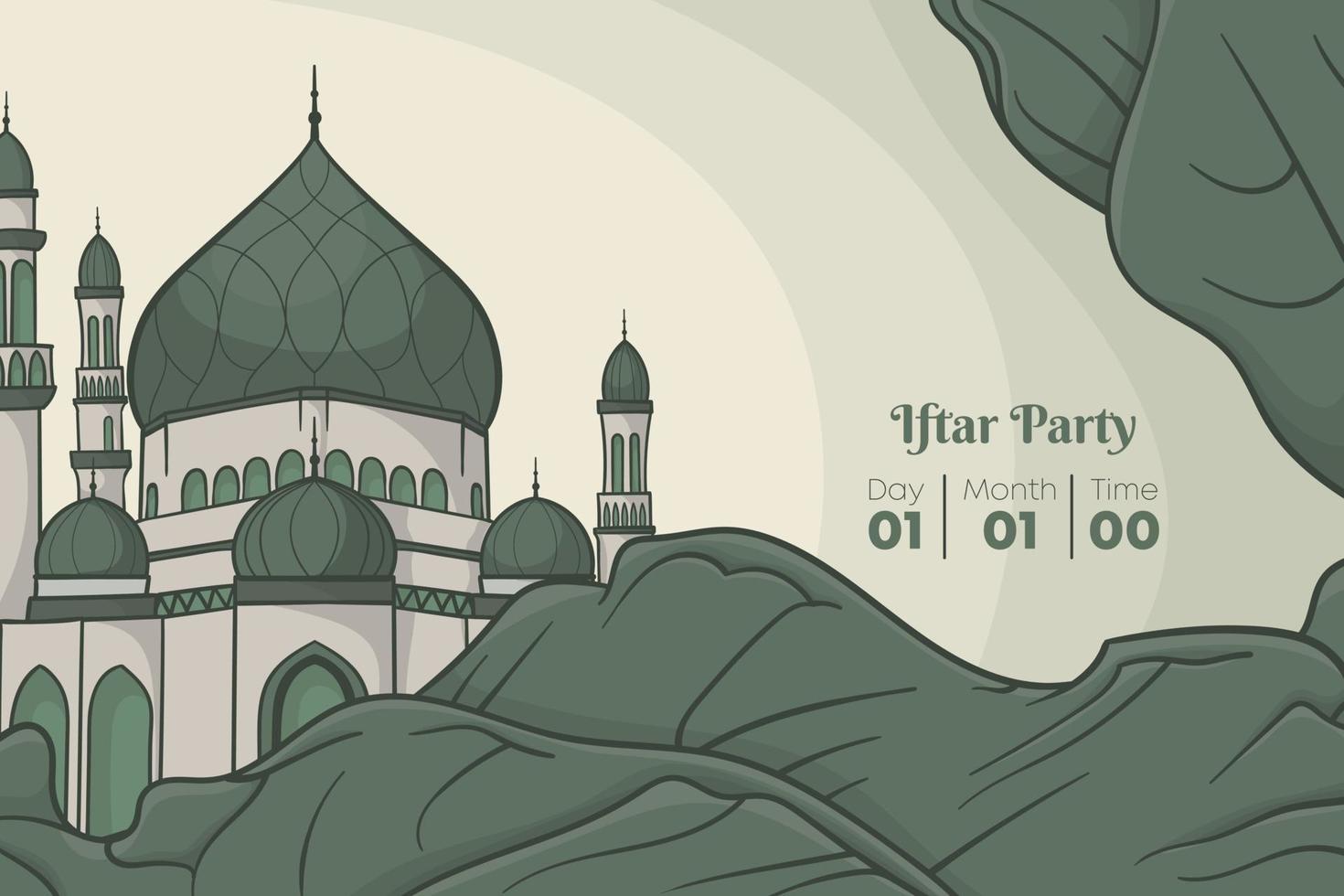 vert Contexte avec mosquée dans main tiré conception pour Ramadan kareem modèle vecteur